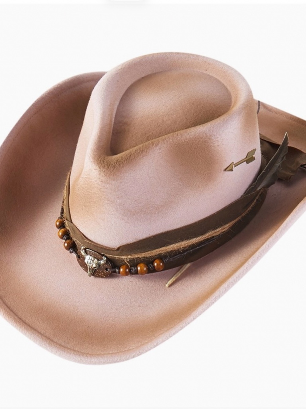 🎉 Distressed Fabric Band Rustic Cowgirl Fedora Hat LIGHT PINK - Picture 4 of 4
